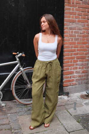 Astrid Lino Pants - Oliva