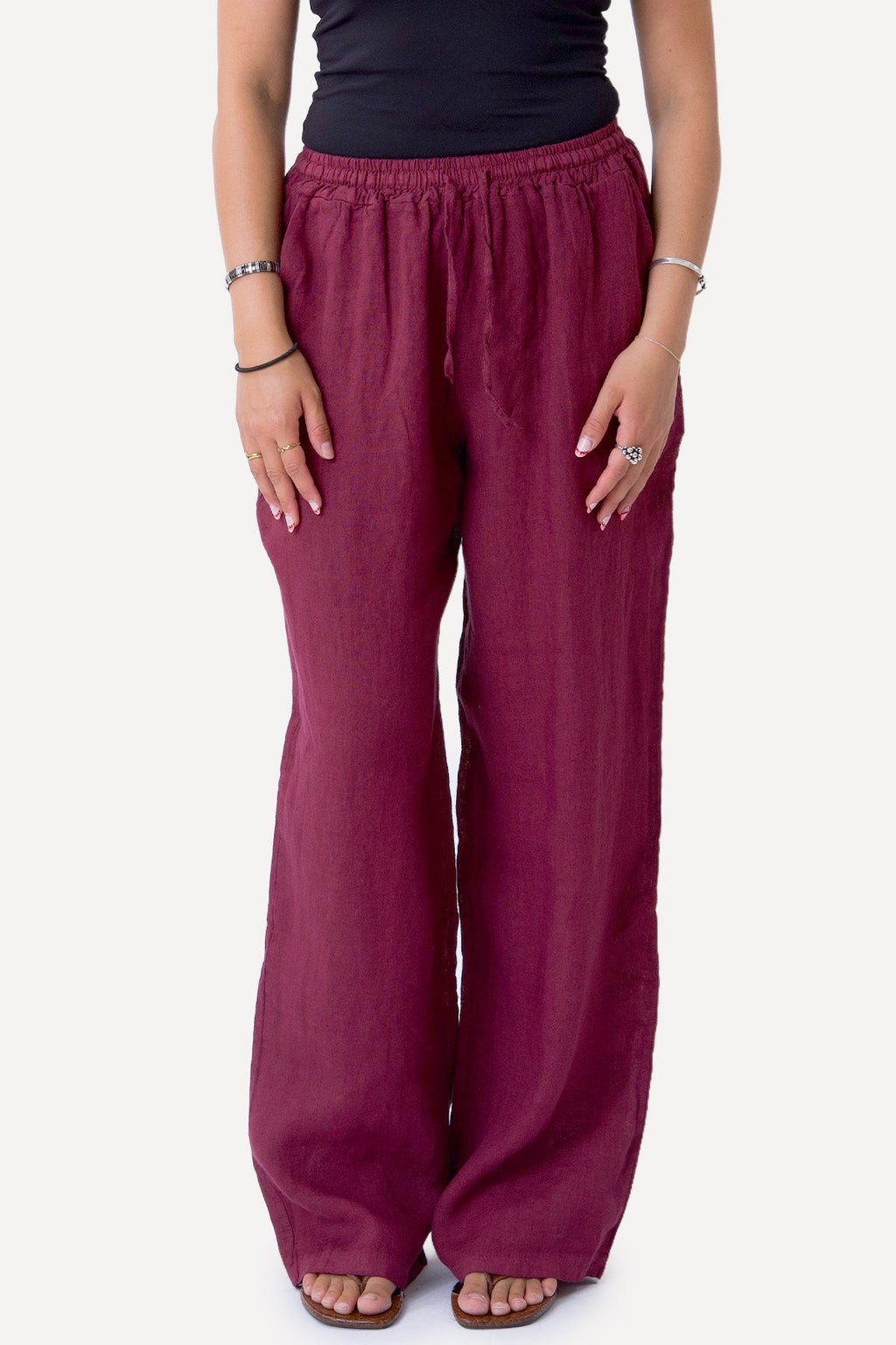 Astrid Linen Pants - Red