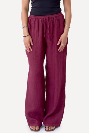 Astrid Linen Pants - Red