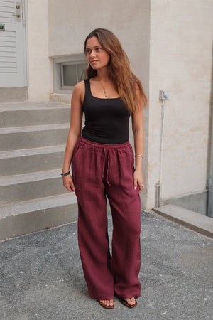 Astrid Linen Pants - Red