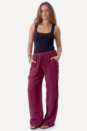 Astrid Linen Pants - Red