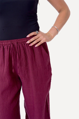Astrid Linen Pants - Red