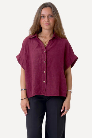 Camisa Astrid De Lino - Rojo