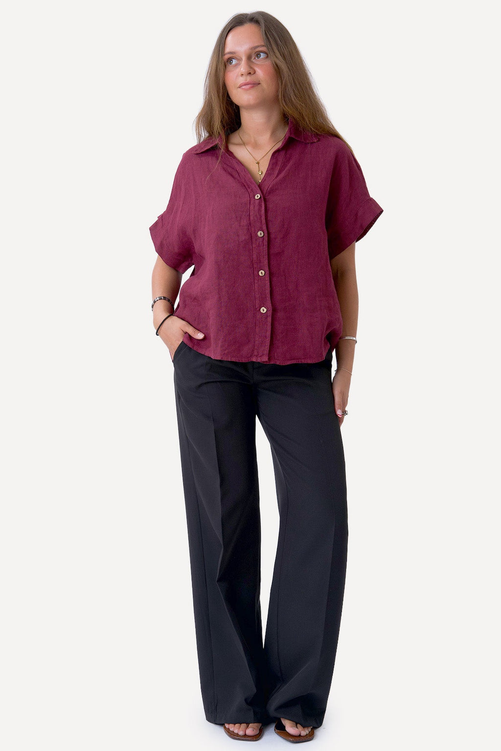 Camisa Astrid De Lino - Rojo