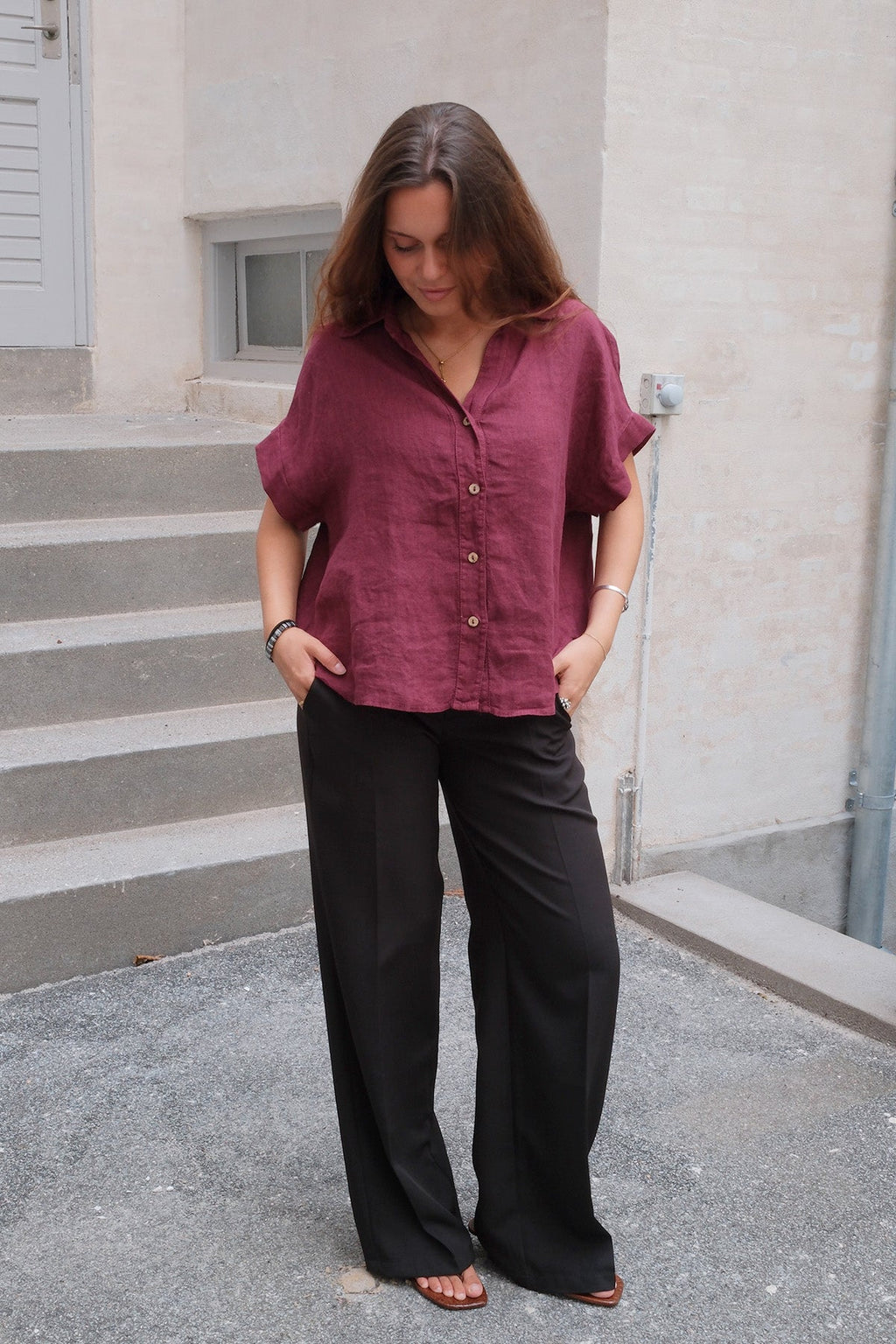 Camisa Astrid De Lino - Rojo