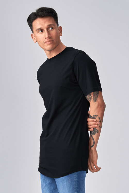 Camiseta larga - Negro