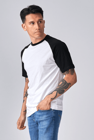 Camiseta básica de Raglan - Blanco y negro