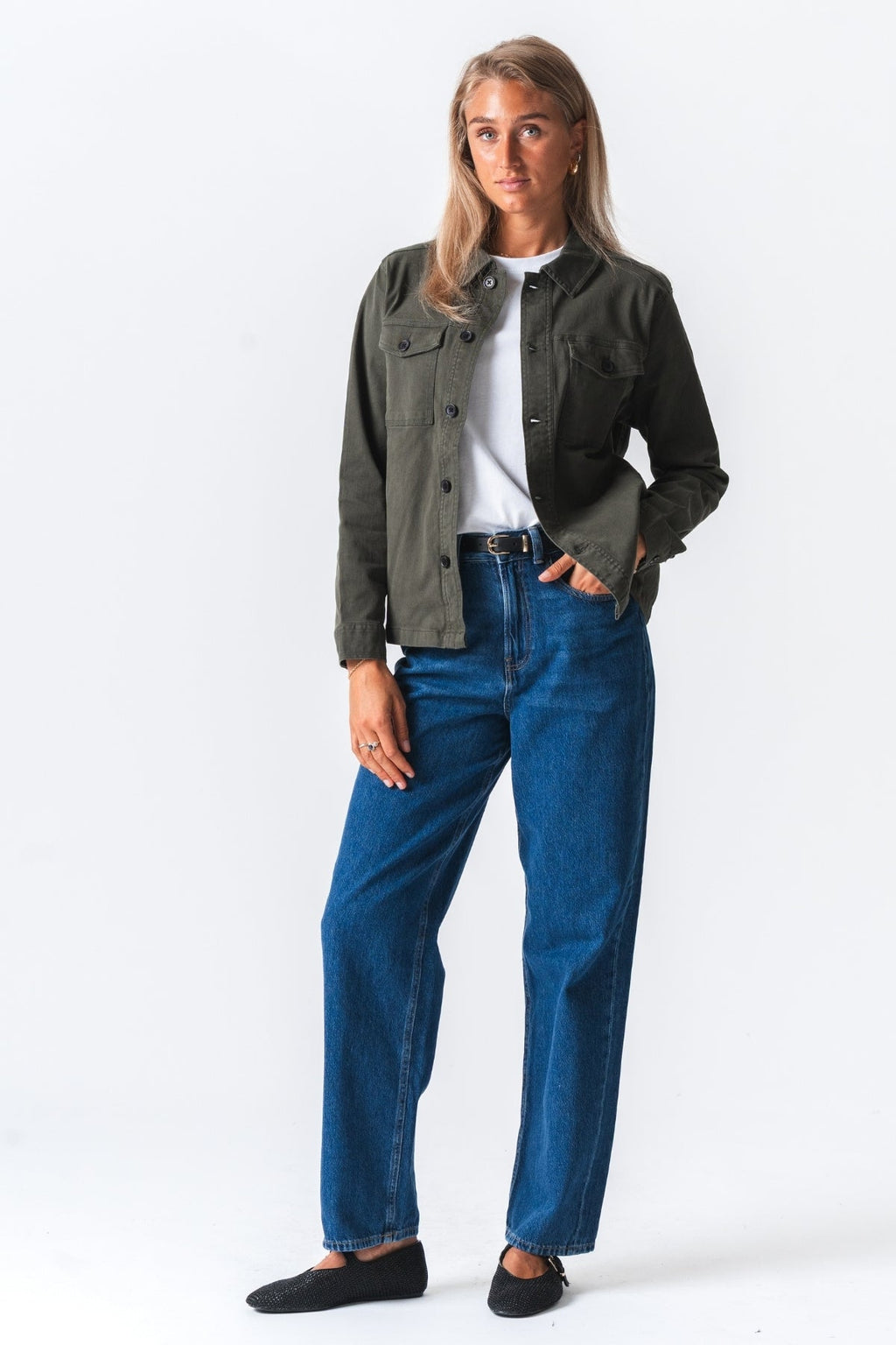 Overshirt de sarga - Oliva oscura