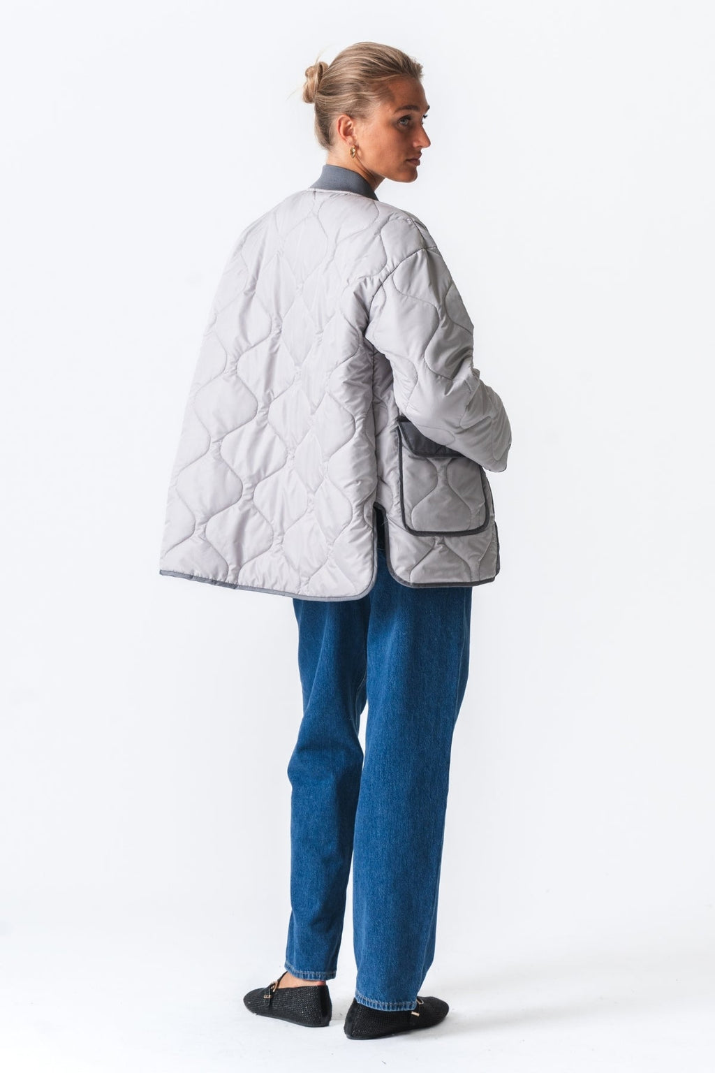 Quilted Block Jacket - Grey