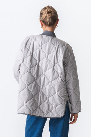 Quilted Block Jacket - Grey