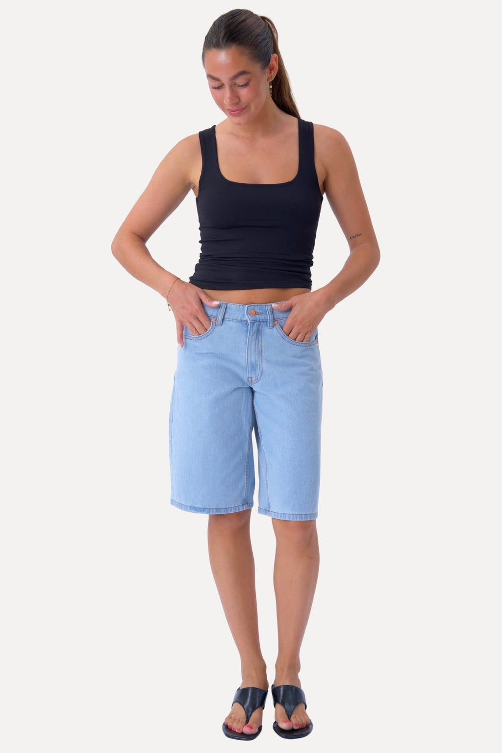 mezclilla Shorts - Azul claro