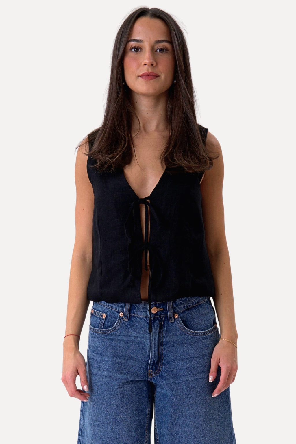 Linen Vest - Black