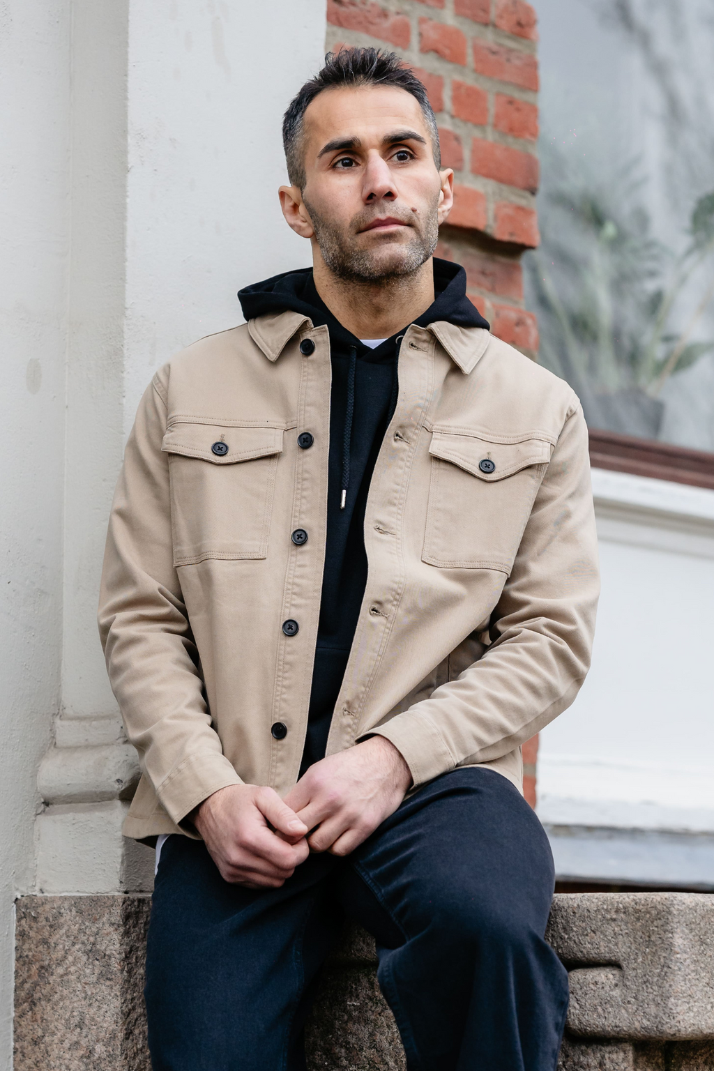 Overshirt de sarga - arena oscura