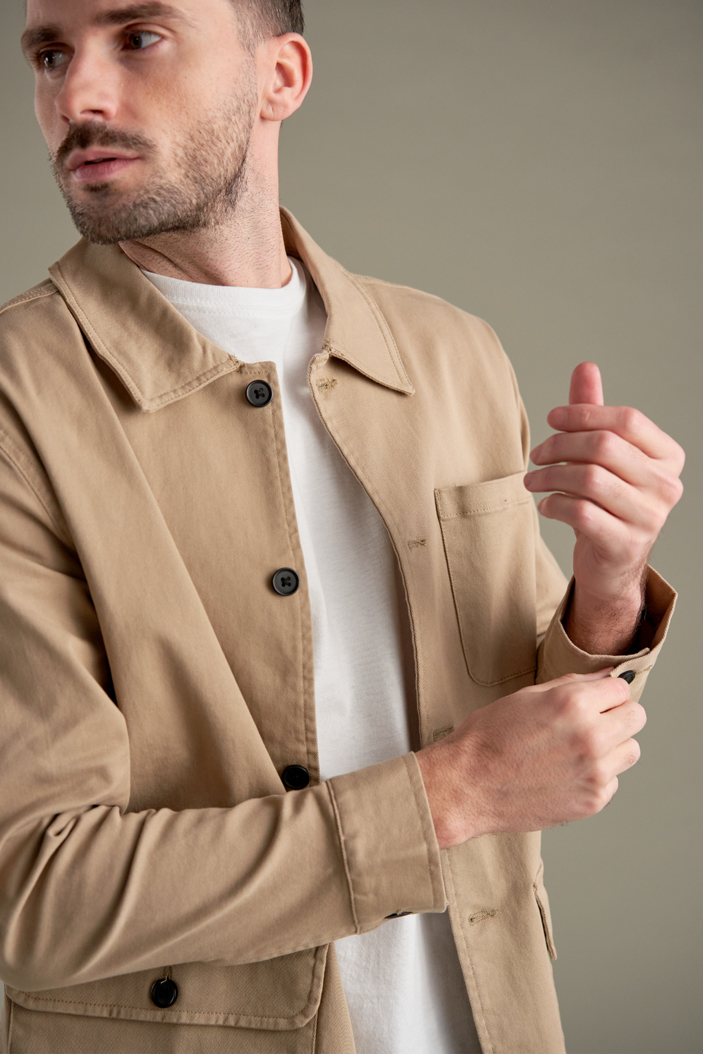 Chaqueta de camisa de sarga - arena oscura