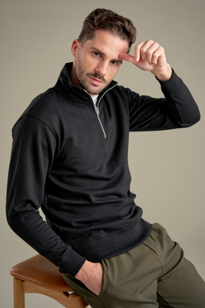 Sudadera media zip - negro