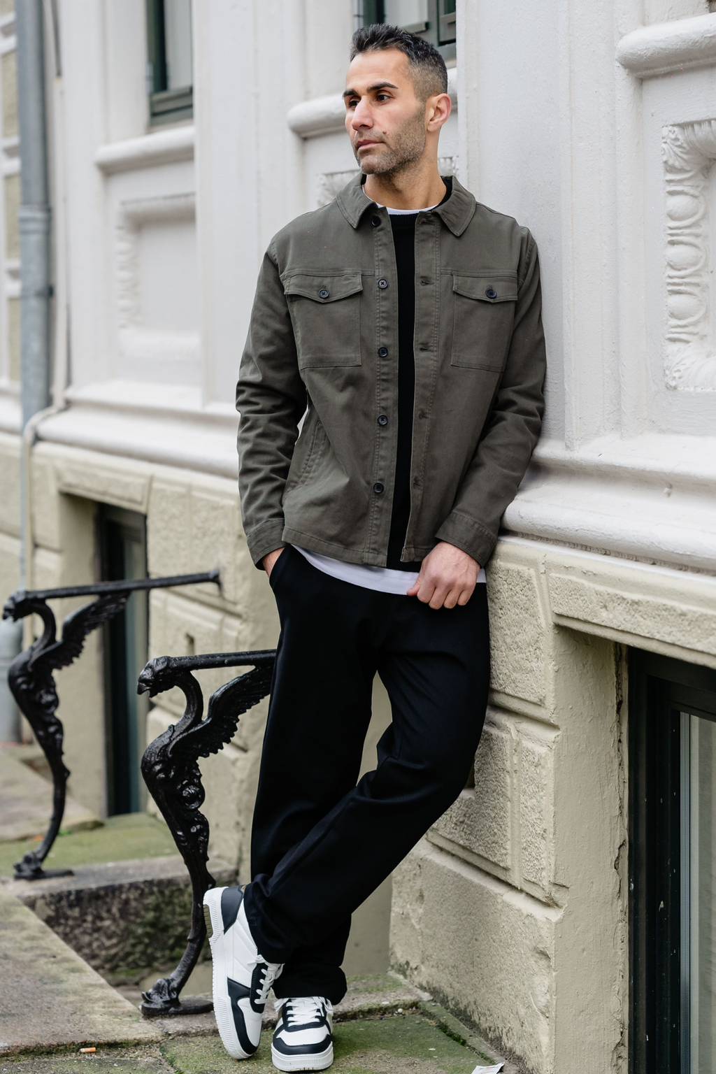 Overshirt de sarga - Oliva oscura