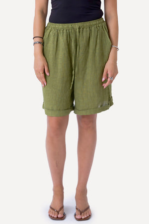 Linen Shorts - Olive