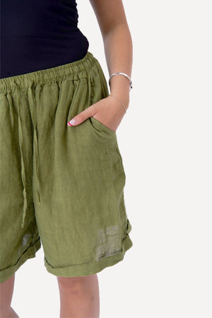 Linen Shorts - Olive