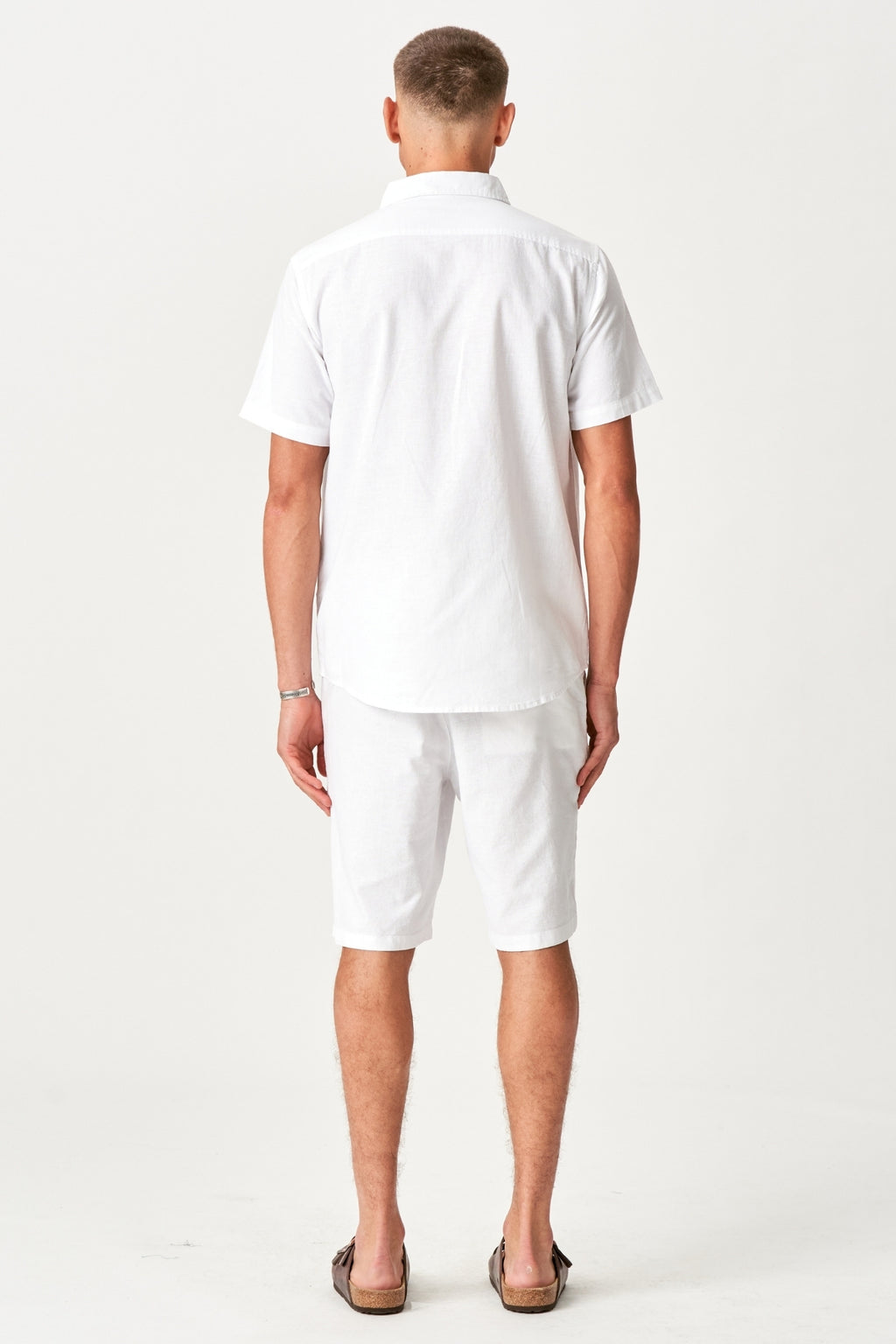 Linen Set Short-Sleeved Shirt + Linen Shorts – White (Package Deal)