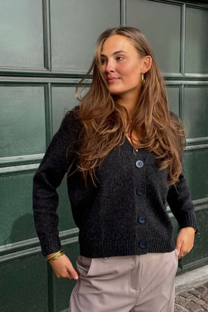 Cárdigan de punto - Melange gris oscuro