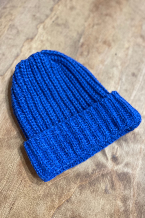 Ribbed Beanie - Blue