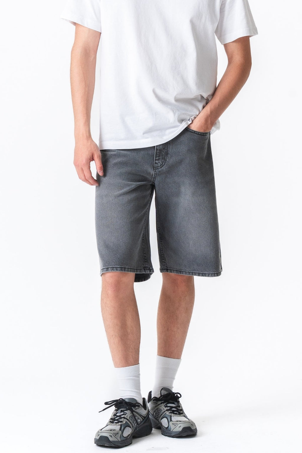 Dril Shorts Suelto - gris