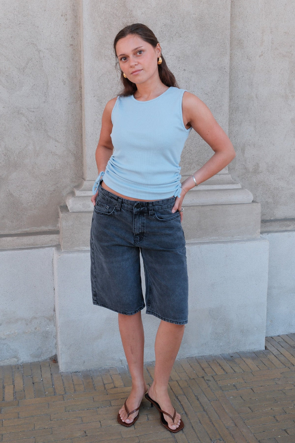 Top Kennedy con cuello redondo - Azul Cachemira