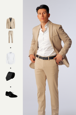 The Original Performance Suit (Crockery) + Shirt, Tie & James Shoes - Package Deal