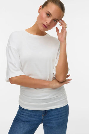 Camiseta Navaro 2/4 con cuello redondo - Blanco Nieve