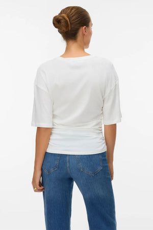 Camiseta Navaro 2/4 con cuello redondo - Blanco Nieve