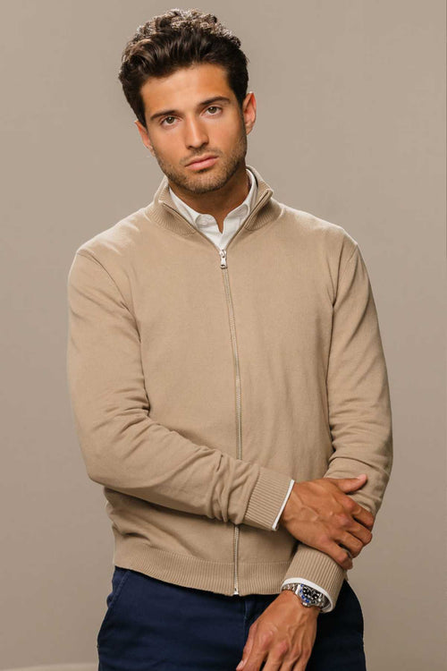 Pullover Zip Cardigan - Sand