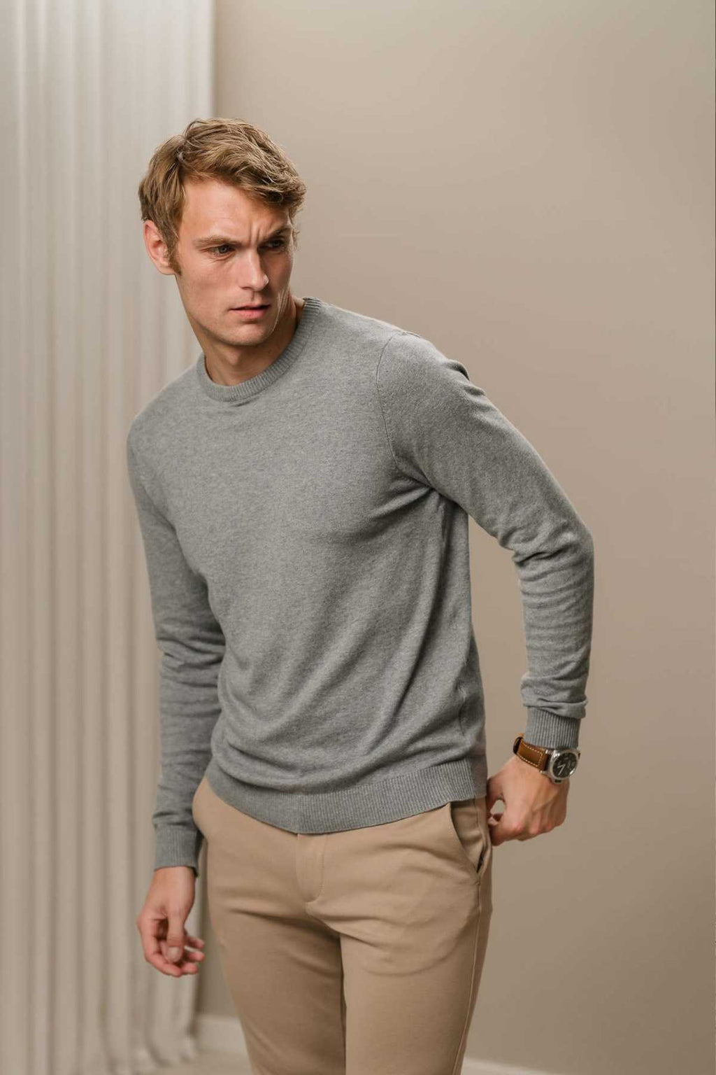 Jersey Cuello Redondo - Gris Melange