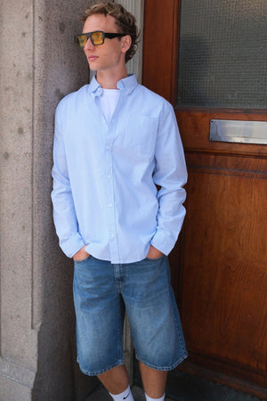 Dril Shorts Suelto - azul