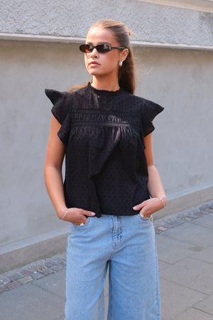 Top de encaje de trino - negro