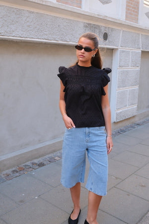 Top de encaje de trino - negro