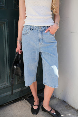 Isra Bermuda Shorts - Medium Blue Denim