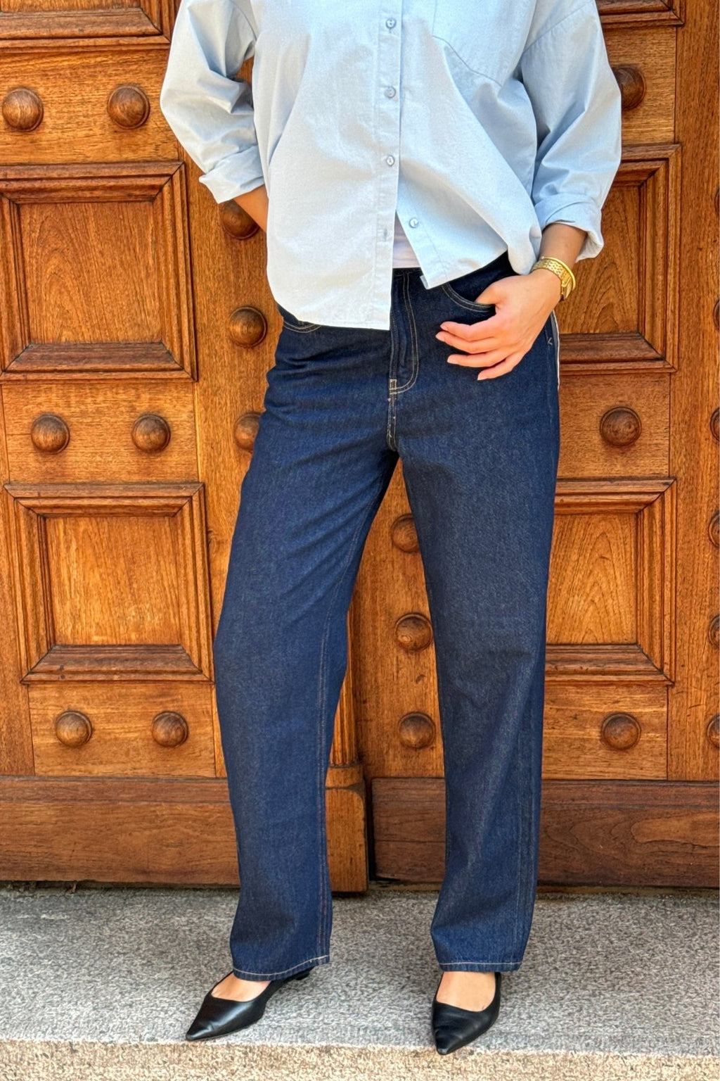 El rendimiento original de los jeans anchos - mezclilla azul oscuro