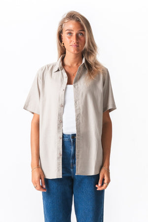 Short Sleeve Linen Shirt - Sand