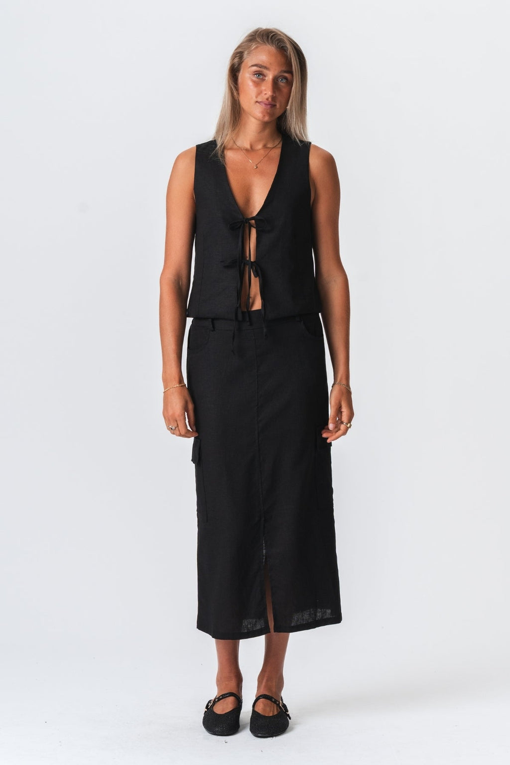 Falda de lino - negro