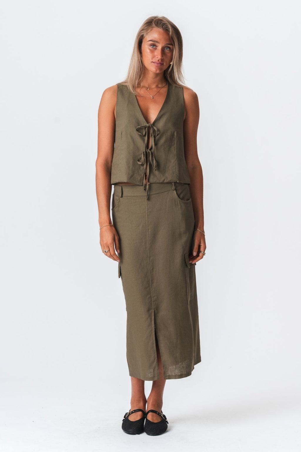 Falda de lino - verde