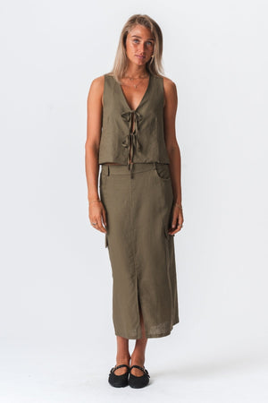 Falda de lino - verde