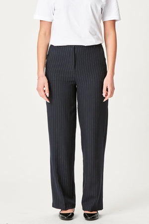 Pantalones clásicos de traje - Pinstripe azul marino