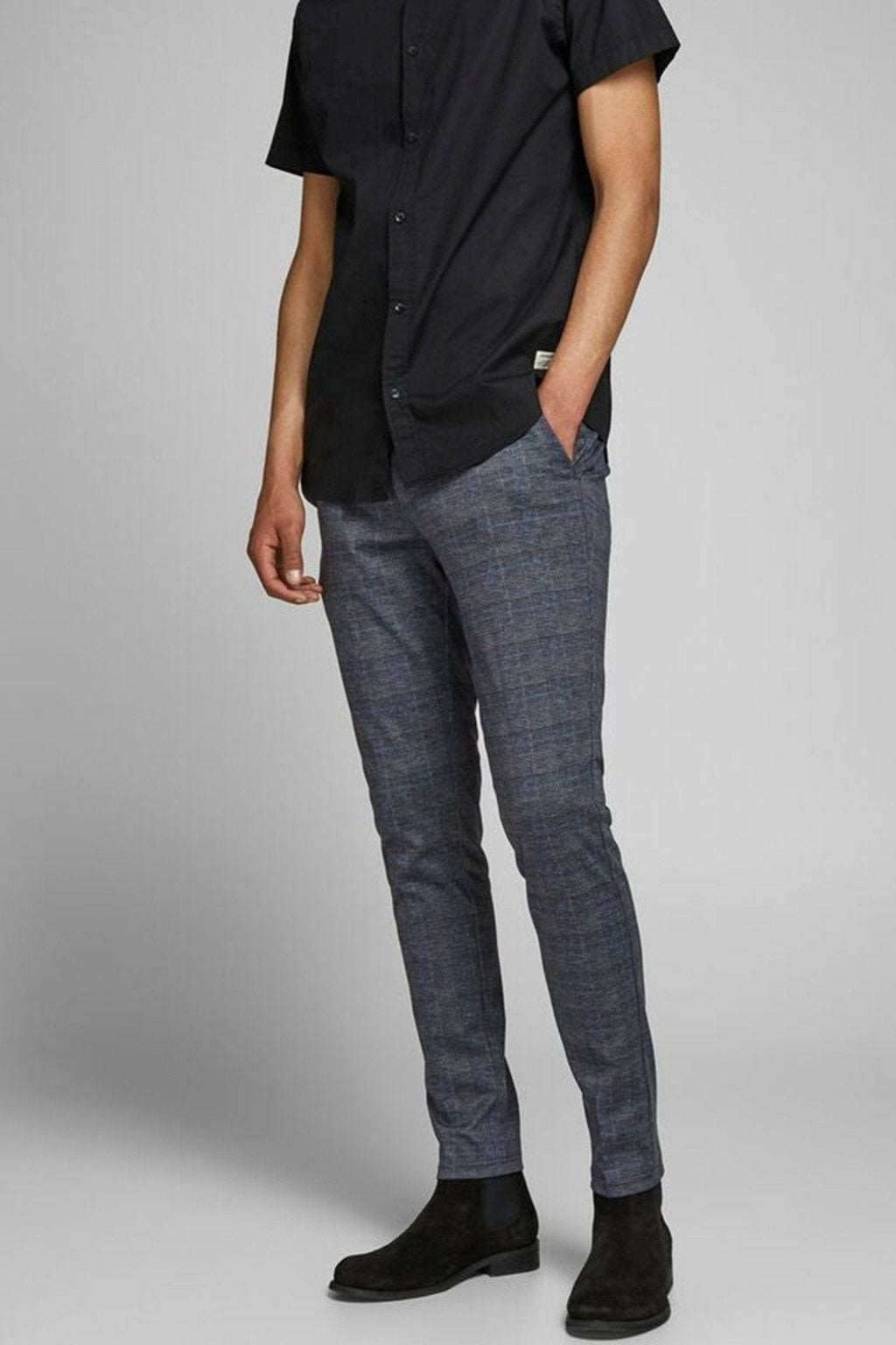 Marco Phil Pants - Dark Grey a cuadros