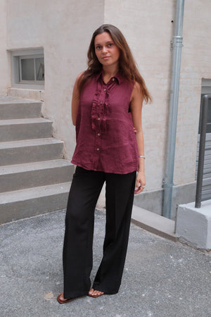 Mio Linen Top - Red