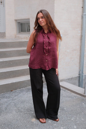 Mio Linen Top - Red