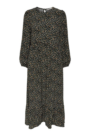 Vestido amalie midi - negro / naranja