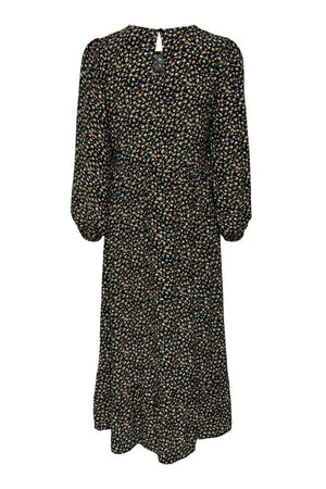 Vestido amalie midi - negro / naranja