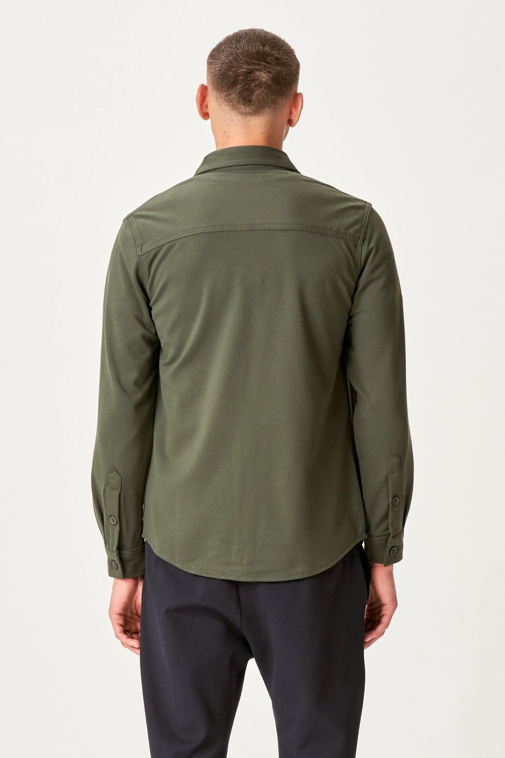 Performance Regular Overshirt - Oliva oscura