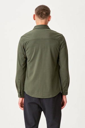 Performance Regular Overshirt - Oliva oscura