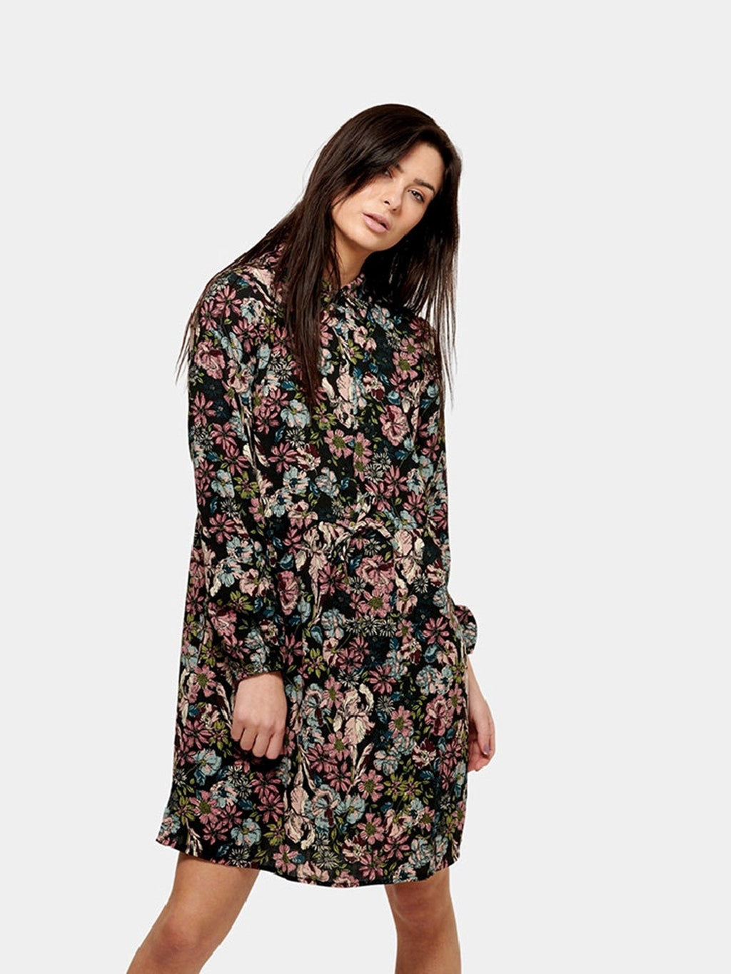 Vestido de camisa impresa - Negro